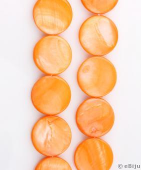 Narancssárga gyöngyház, érme forma, 2 cm
