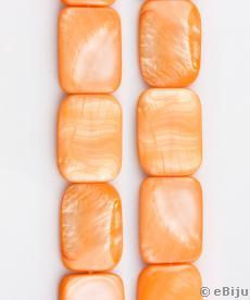 Narancssárga gyöngyház, négyszögű forma, 1.8 x 2.5 cm