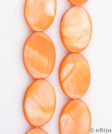 Narancssárga gyöngyház, ovális forma, 2.1 x 3.1 cm