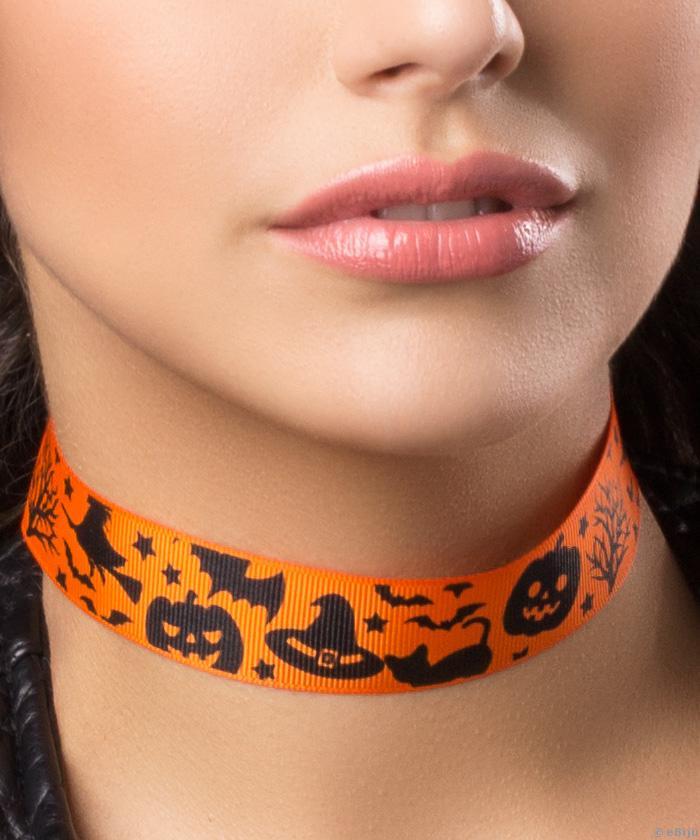 Narancssárga Halloween mintás choker