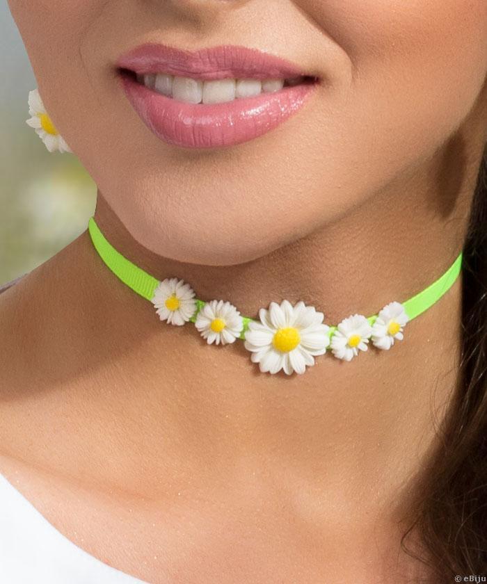 Neonzöld choker, margarétákkal