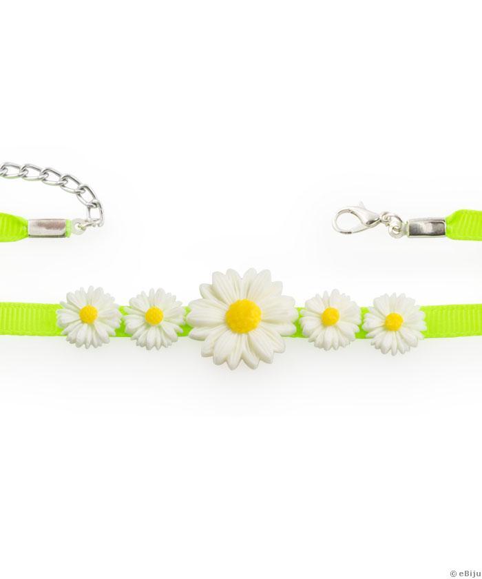 Neonzöld choker, margarétákkal