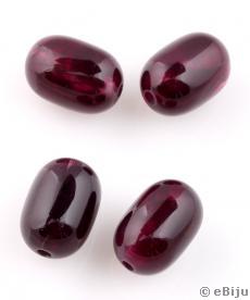 Ovális akril gyöngy, meggyszínű, 1.5 x 2 cm
