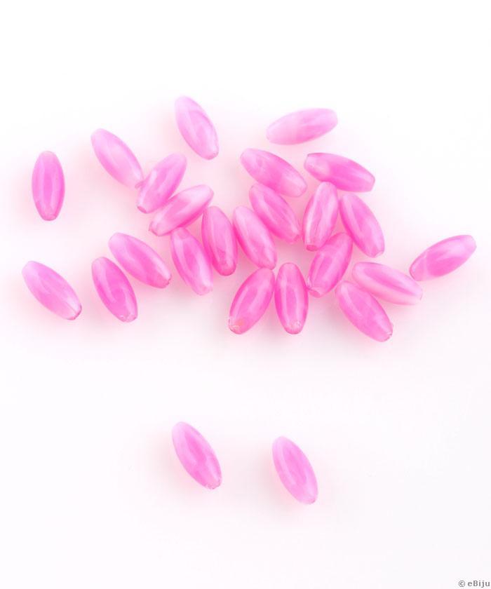 Ovális akril gyöngy, rózsaszín, 0.5 x 1 cm