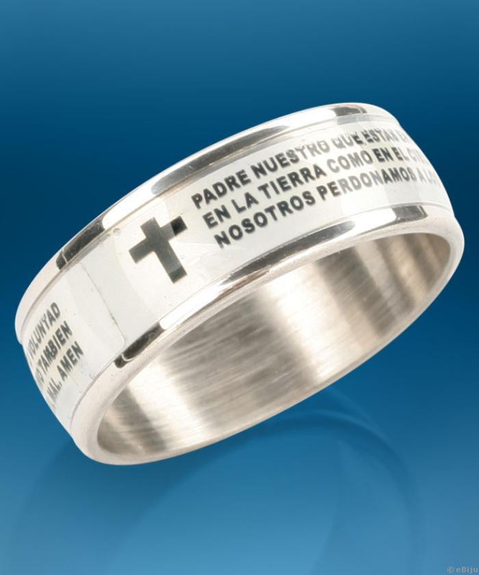 Padre Nuestro feliratos inox uniszex gyűrű, 18 mm