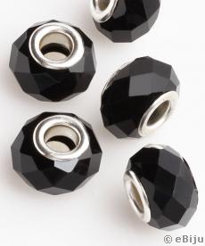 Pandora típusú gyöngy, kristály, fekete, 1.4 cm
