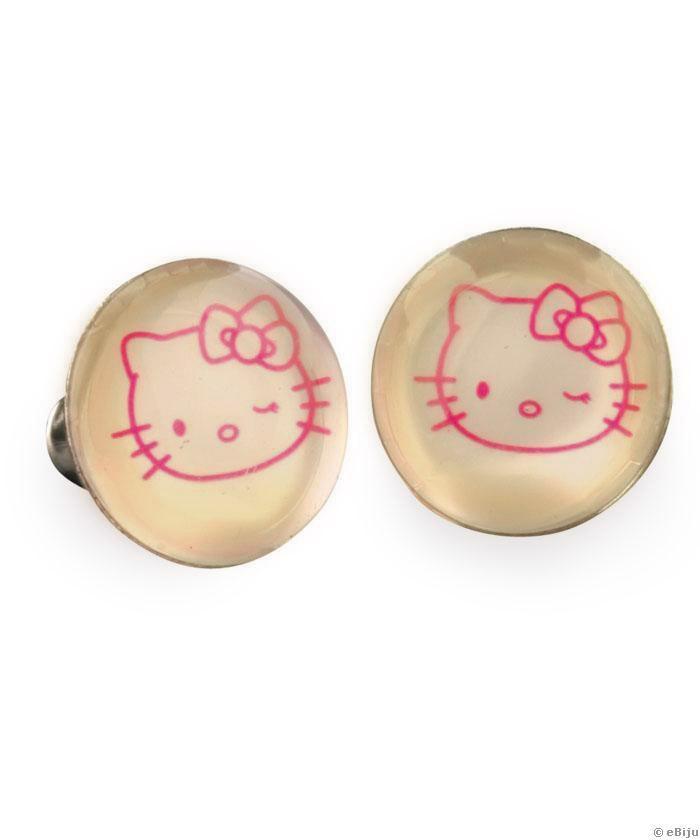 Pezsgő-rózsaszín, kerek Hello Kitty fülbevaló
