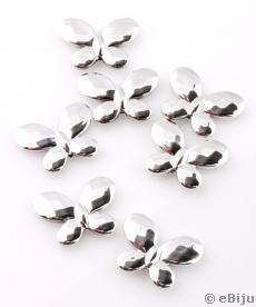 Pillangó akril gyöngy, fazettált, ezüstszínű, 3 x 2.3 cm