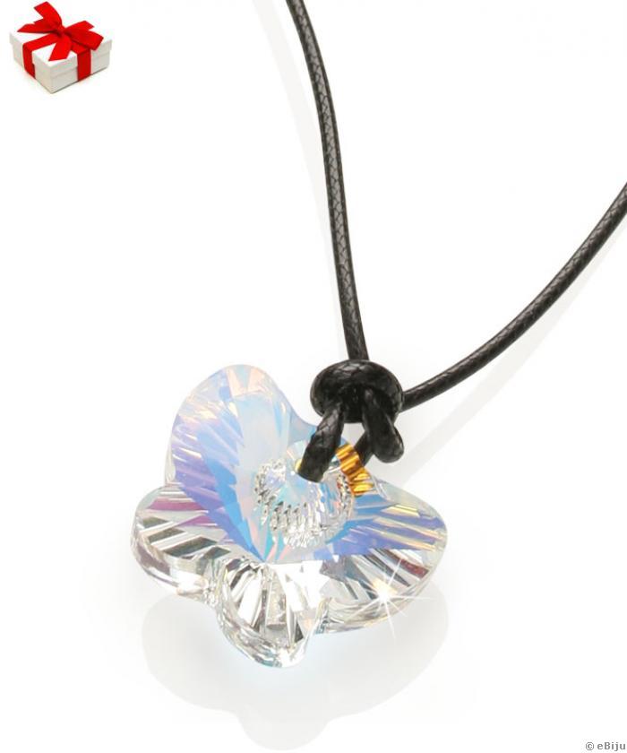 Pillangó alakú Swarovski kristály medál fekete textilszálon