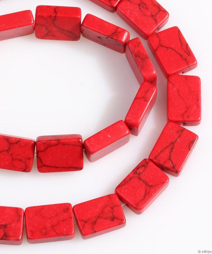 Piros howlite kő, téglalap, 1.4 x 1 cm
