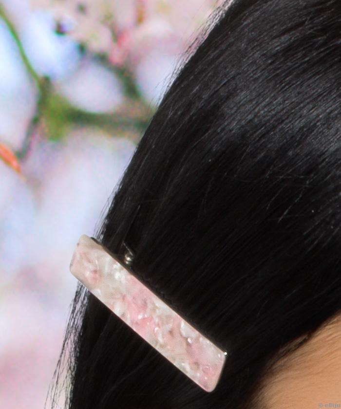 Poros rózsaszín és opálfehér téglalap alakú hajcsat