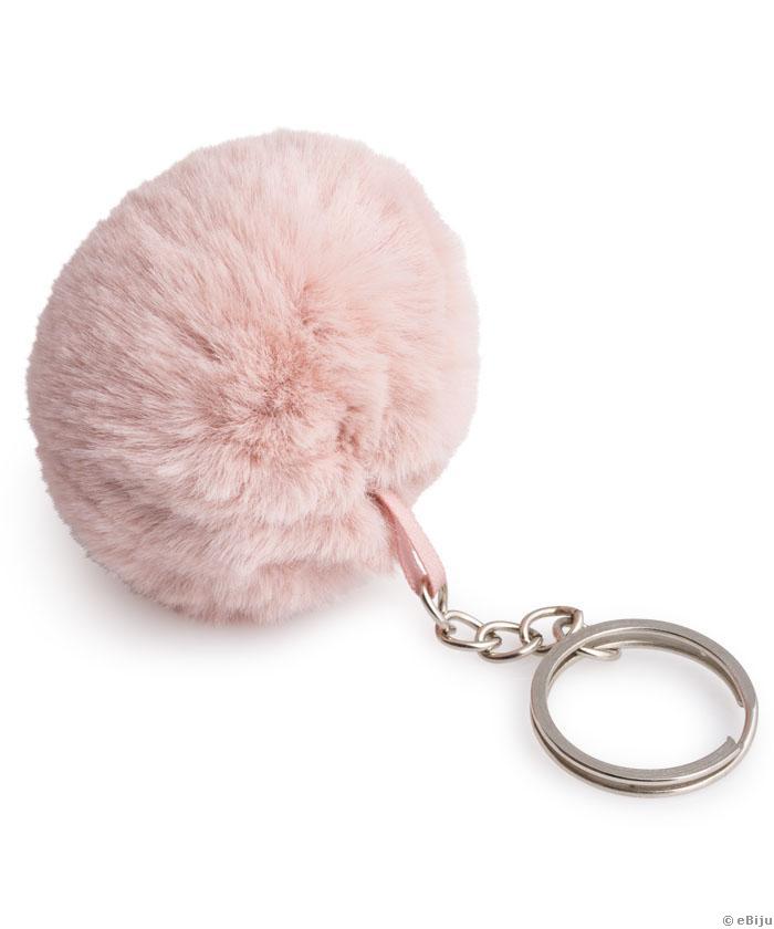 Púderrózsaszín pompom kulcstartó