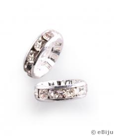 Rhinestone gyöngyök, 0.6 cm, ezüst-fehér