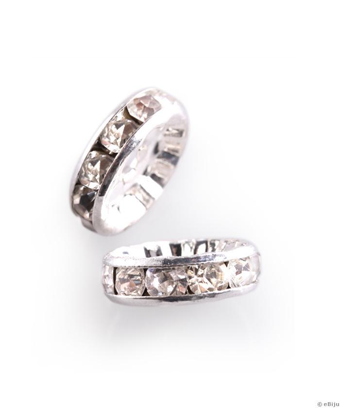 Rhinestone gyöngyök, 0.6 cm, ezüst-fehér
