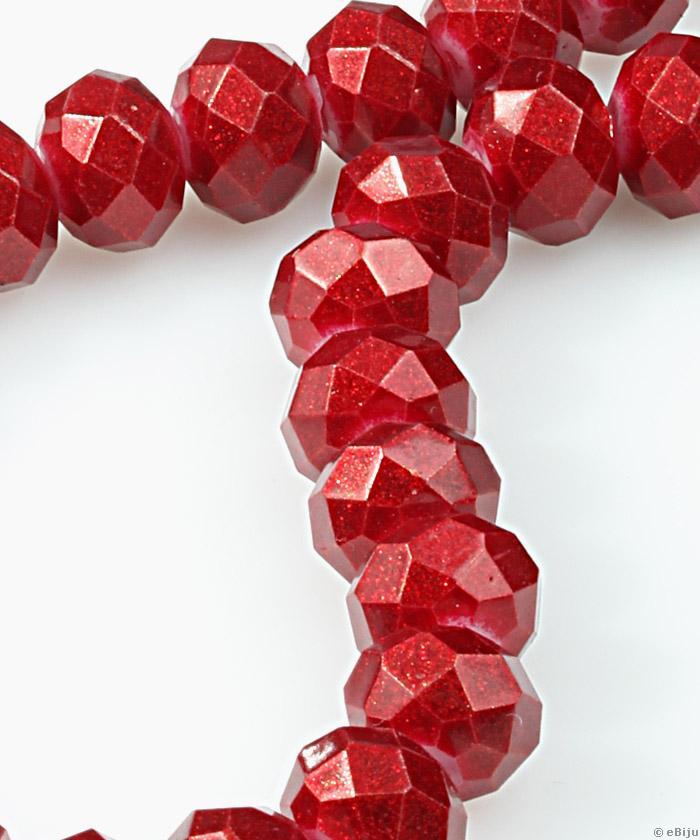 Rondelle kristály gyöngyök, meggyszínű, 0.7 x 1 cm