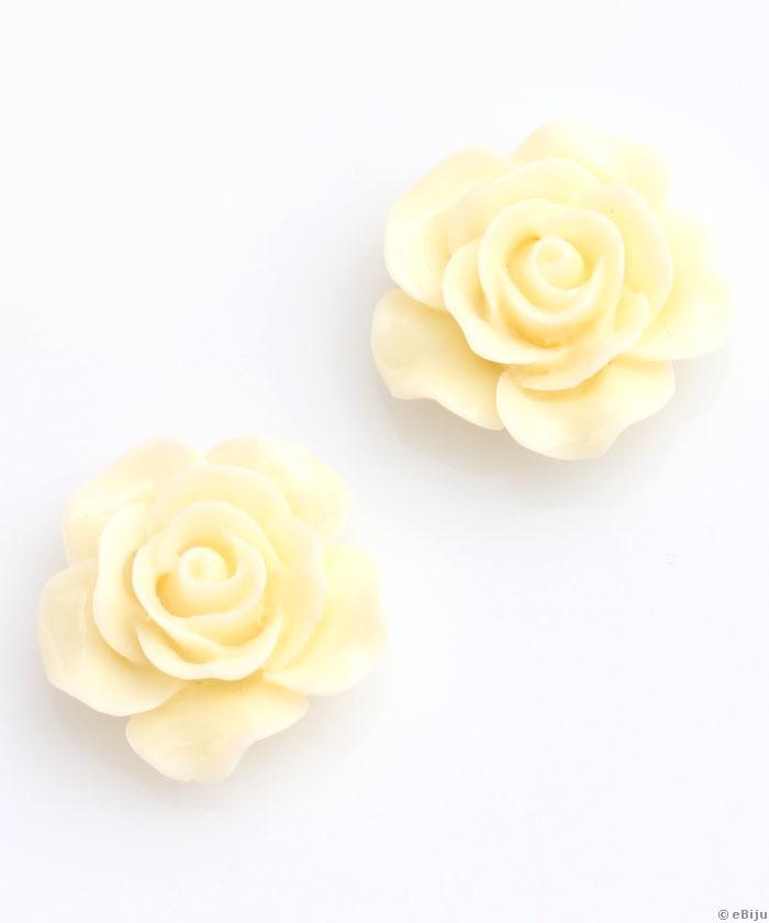 Rózsa cabochon, krémszínű akril, 2 cm