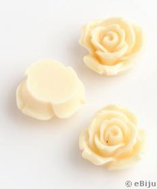 Rózsa cabochon, krémszínű akril, 2.1 cm