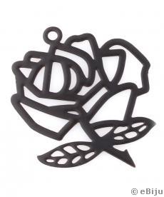 Rózsa függő dísz, fekete fém, 2.7 x 3.3 cm