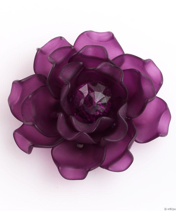 Rózsa függő dísz, sötétlila akril, 4 cm