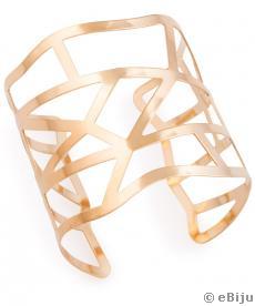 Rózsaszín-aranyszínű fém karkötő, absztrakt geometrikus forma