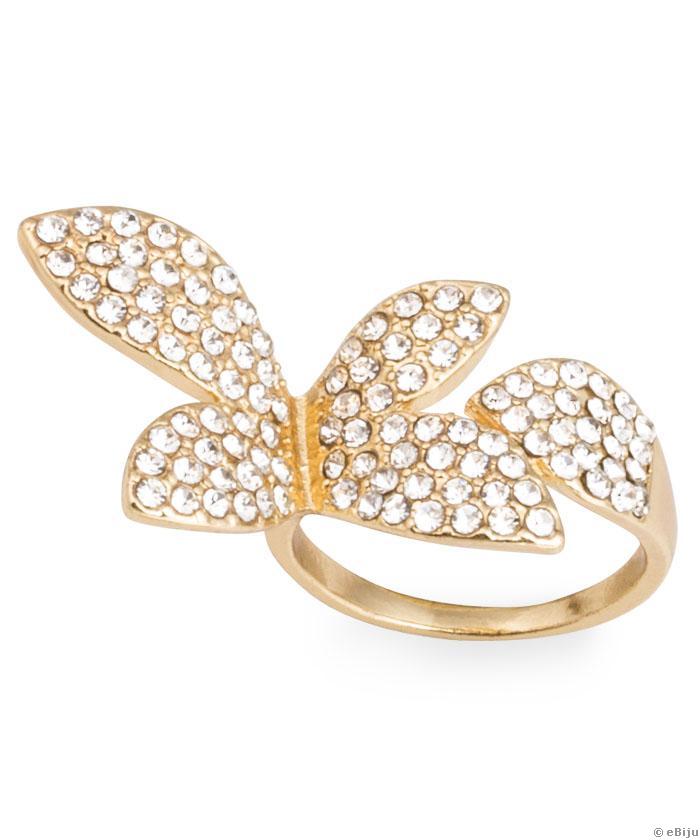 Rózsaszín-aranyszínű pillangó formájú gyűrű