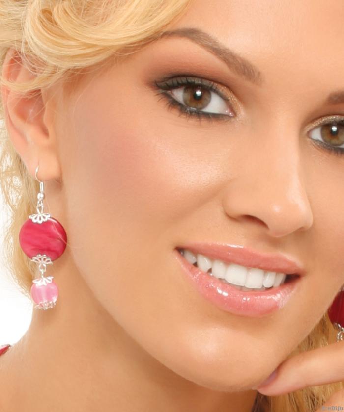 Rózsaszín-bordó Kleopátra fülbevaló