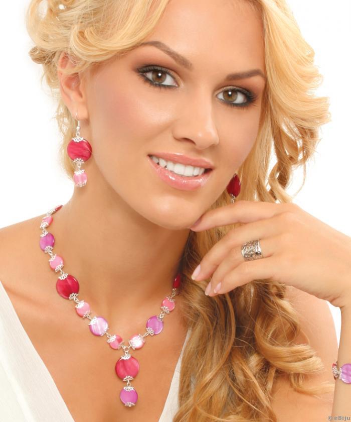 Rózsaszín-bordó Kleopátra fülbevaló