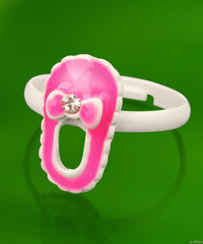 Rózsaszín-fehér cipőcske gyűrű kislányoknak