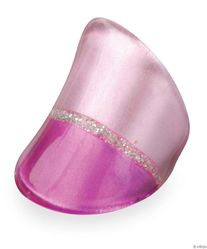 Rózsaszín gyűrű ezüst színű csíkkal, akril