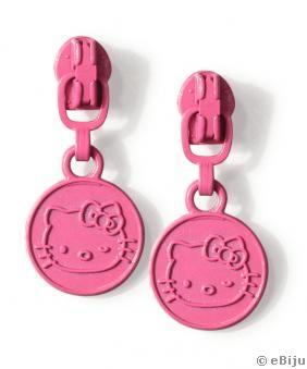 Rózsaszín Hello Kitty fülbevaló, fém cipzáron
