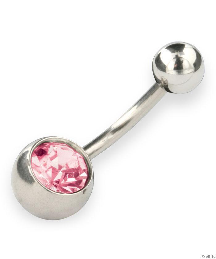 Rózsaszín köldök piercing