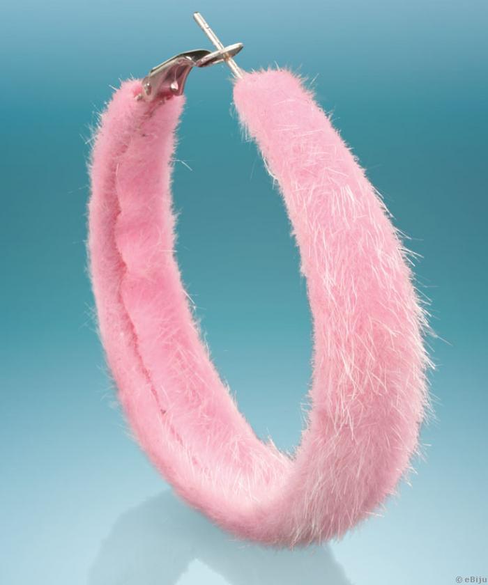 Rózsaszín szörmés fülbevaló