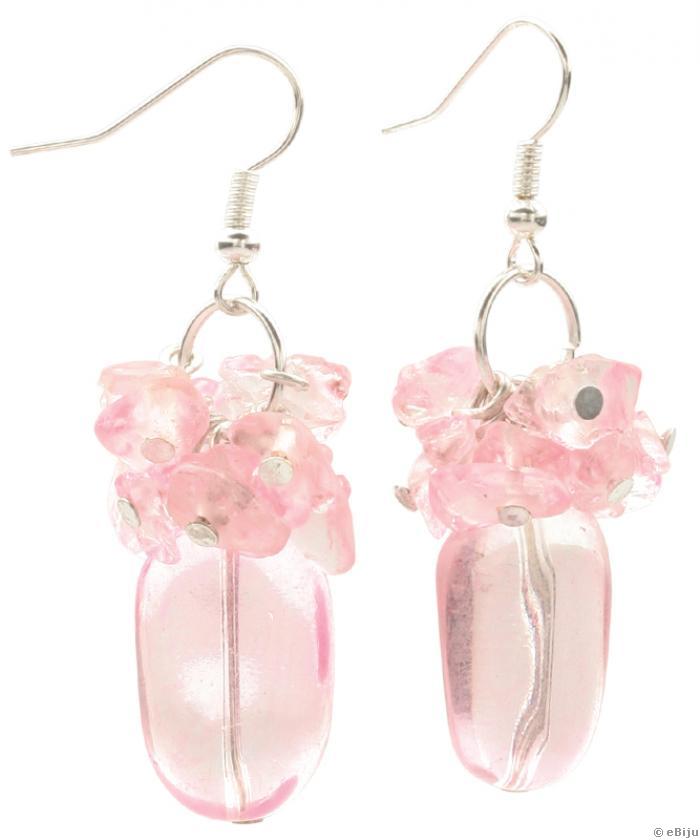 Rózsaszín üvegből készült fülbevaló