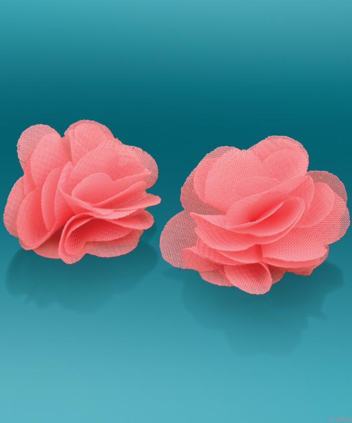 Rózsaszín virág fülbevaló textilből