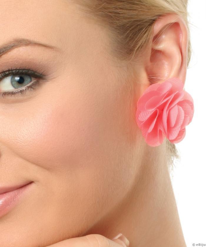 Rózsaszín virág fülbevaló textilből