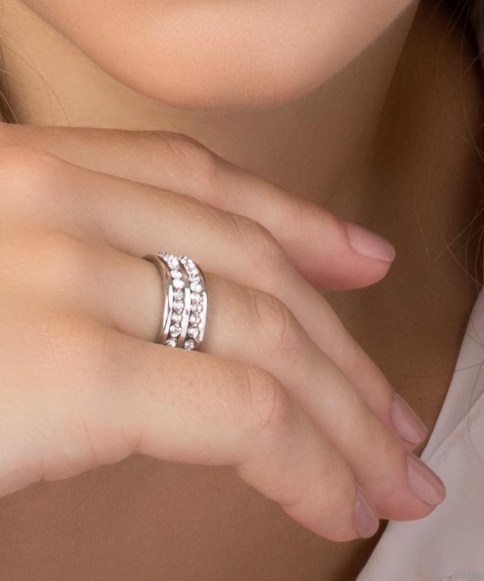 Rozsdamentes acél "Silver Crystal" gyűrű