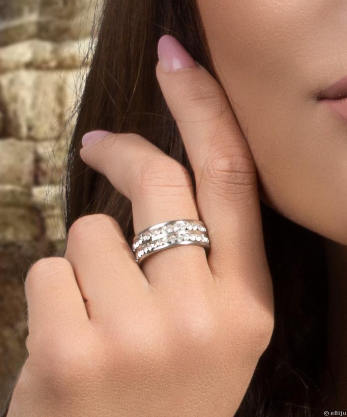 Rozsdamentes acél "Silver Crystal" gyűrű