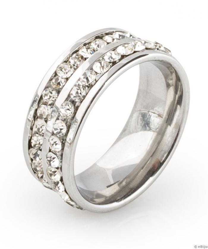 Rozsdamentes acél "Silver Crystal" gyűrű, 20 mm