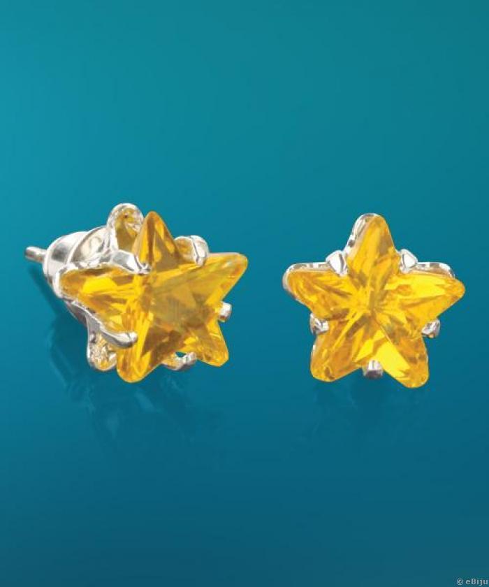 Sárga, csillag alakú kristály fülbevaló