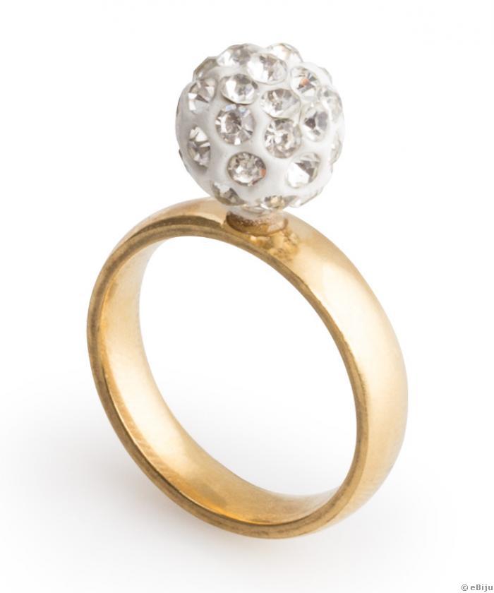 Shamballa típusú gyöngyös rozsdamentes acél gyűrű, 19 mm