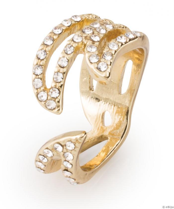 Stilizált leveles aranyszínű gyűrű, 17 mm