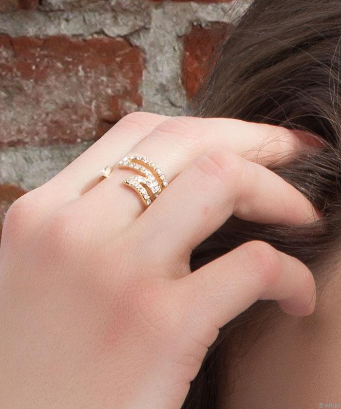 Stilizált leveles aranyszínű gyűrű, 19 mm