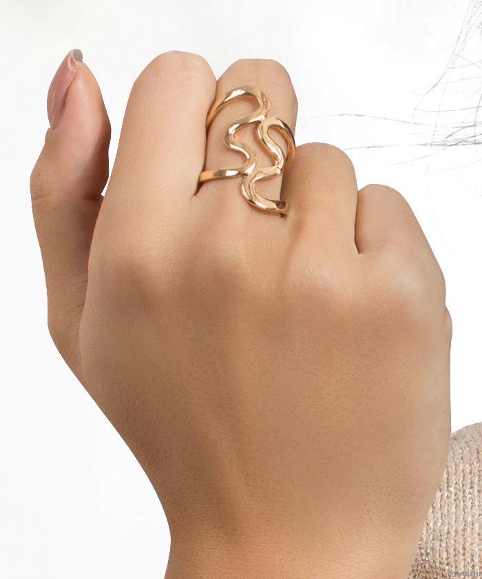 Stilizált szívecskés gyűrű, aranyszínű fémből, 18 mm
