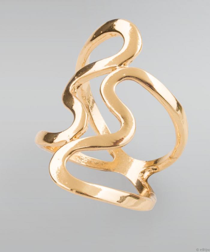 Stilizált szívecskés gyűrű, aranyszínű fémből, 19 mm