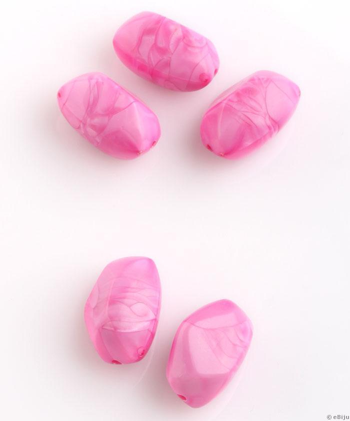 Szabálytalan formájú akril gyöngy, rózsaszín, 1.6 x 2 cm