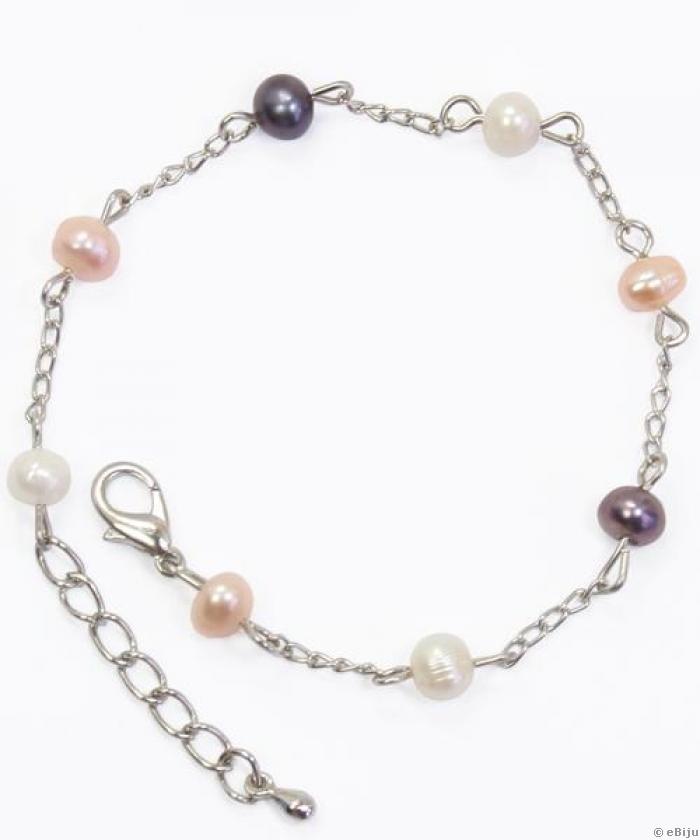 Színes tenyésztett gyöngy karkötő