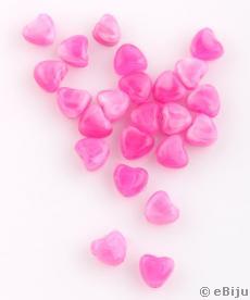 Szív formájú akril gyöngy, rózsaszín, 0.7 cm