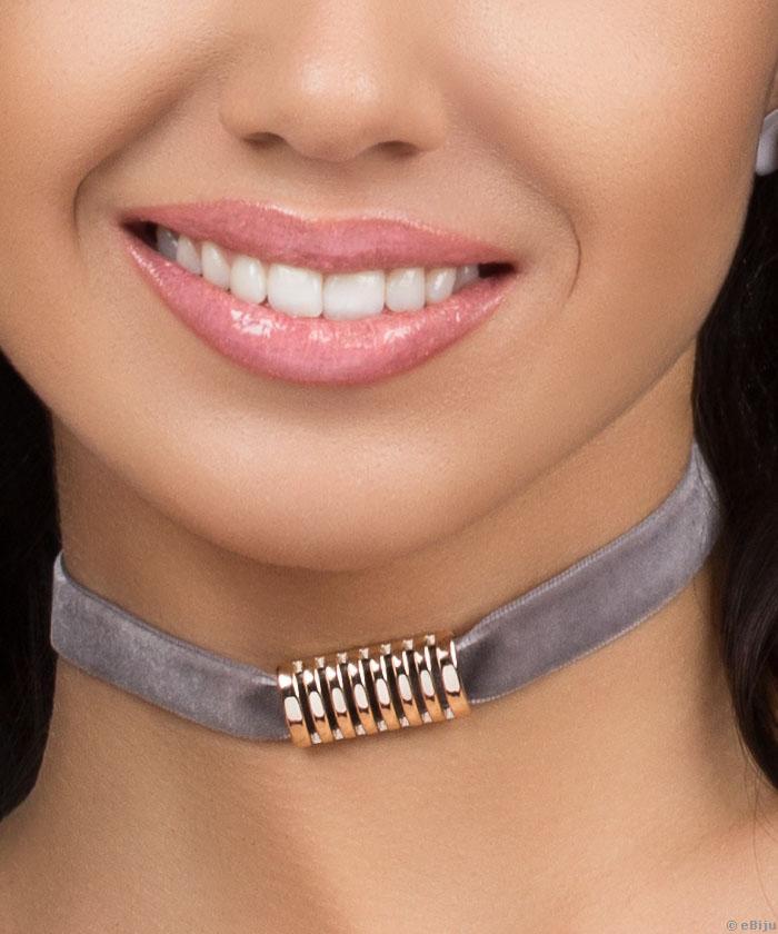 Szürke bársony choker típusú nyakék