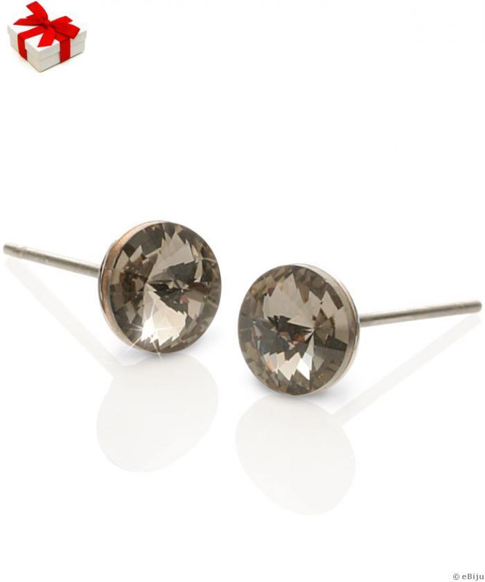 Szürke Swarovski kristály fülbevaló