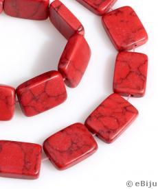 Téglavörös howlite kő, téglalap, 2 x 1.5 cm